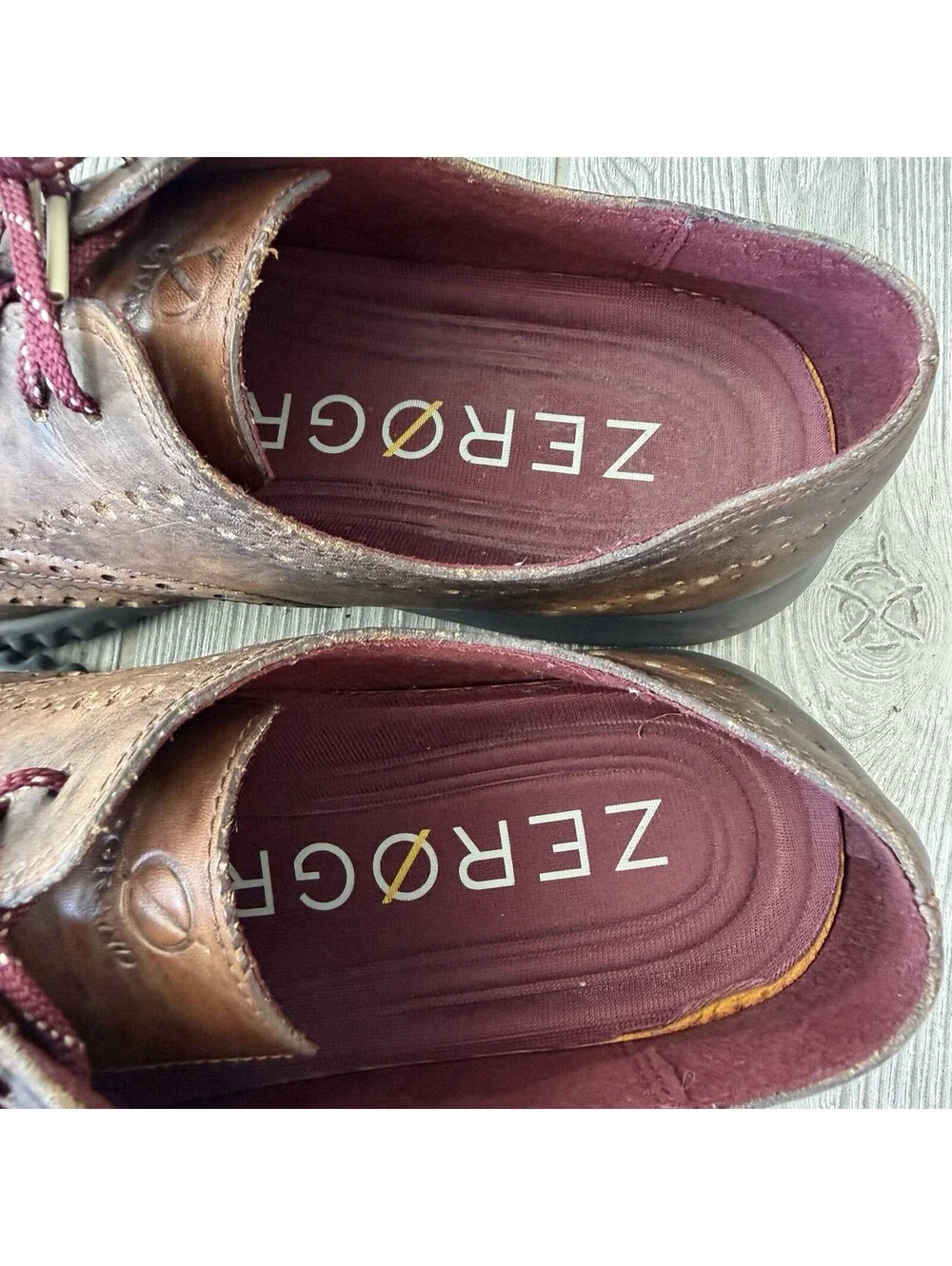 Cole Haan Grand.OS ZeroGrand Wingtip Oxford Brown Leather Shoes Men’s 10.5